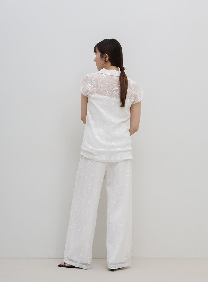 リラックスシアー刺繍パンツ【セットアップ対応】 – SELECT MOCA