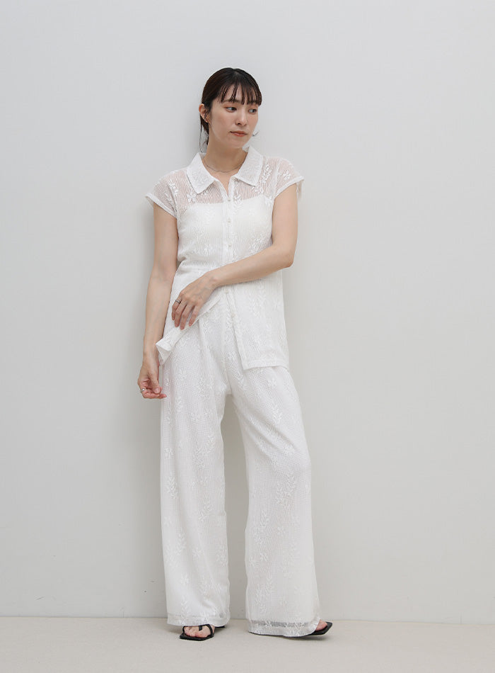 リラックスシアー刺繍パンツ【セットアップ対応】 – SELECT MOCA