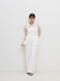 リラックスシアー刺繍パンツ【セットアップ対応】