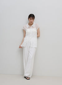 リラックスシアー刺繍パンツ【セットアップ対応】