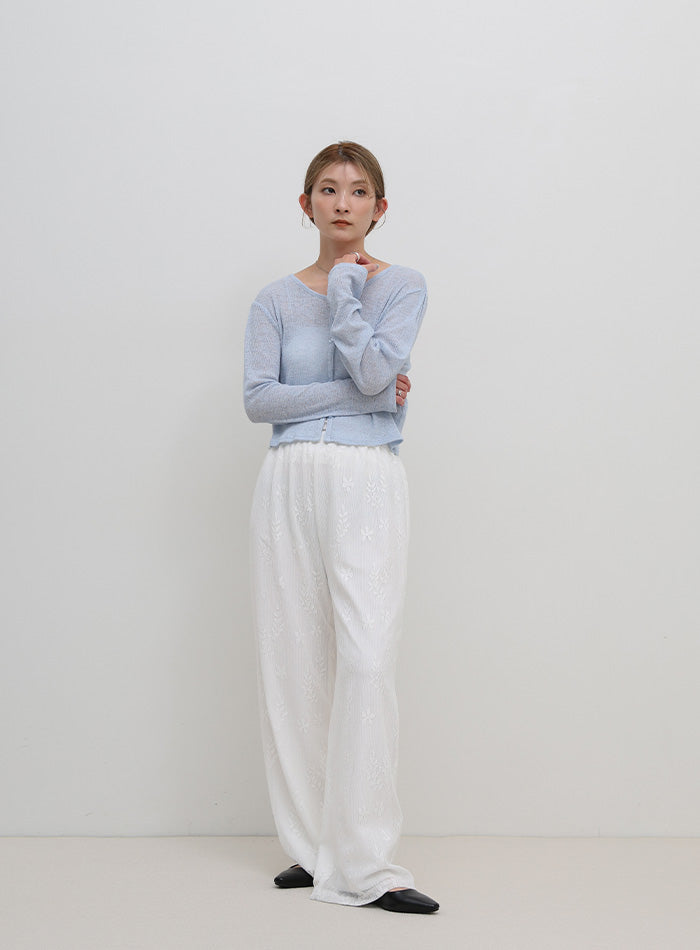 リラックスシアー刺繍パンツ【セットアップ対応】 – SELECT MOCA