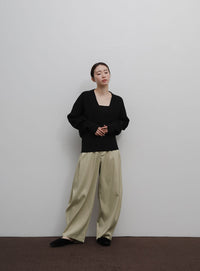 【Et】Linen-Like Barrel Pants