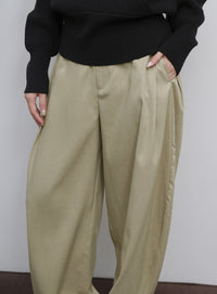 【Et】Linen-Like Barrel Pants