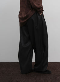 【Et】Linen-Like Barrel Pants