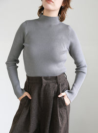 プチハイネックリブニット