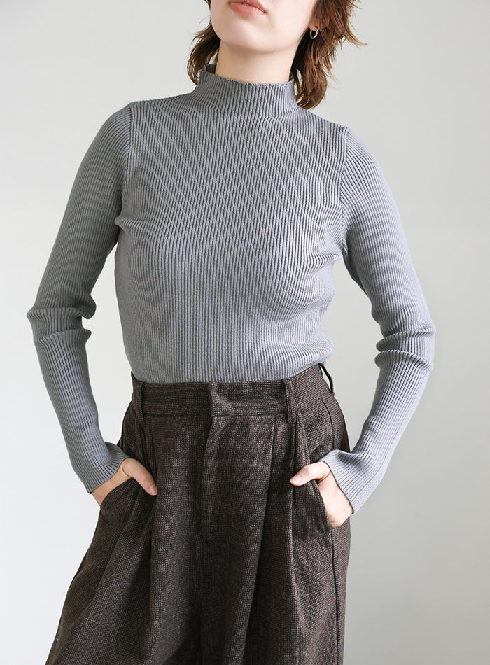 プチハイネックリブニット