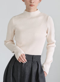 プチハイネックリブニット