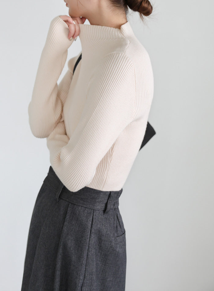 プチハイネックリブニット