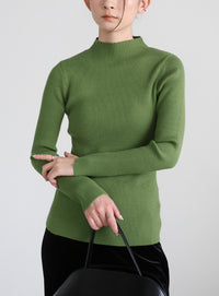 プチハイネックリブニット