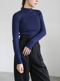 プチハイネックリブニット