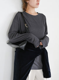 スラブシアークルーネックトップス