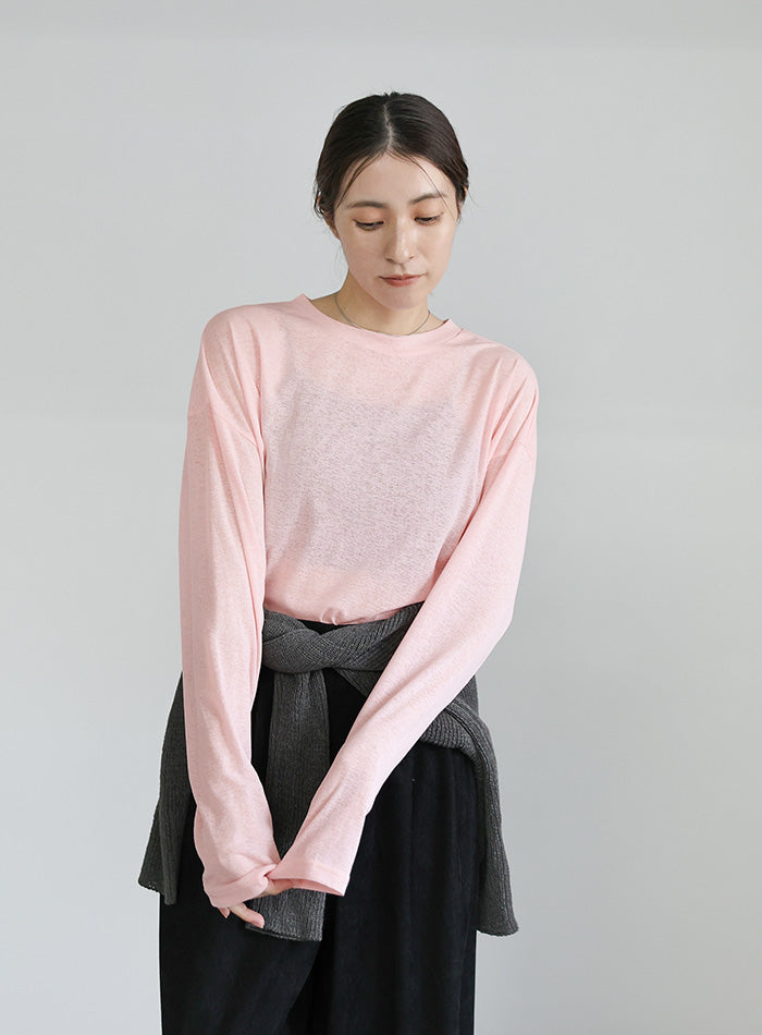 スラブシアークルーネックトップス