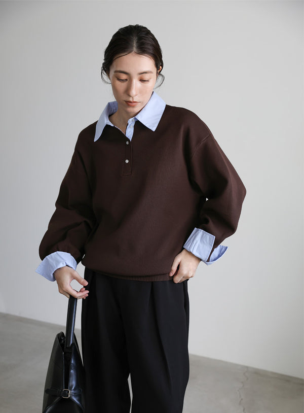 シャツカラードッキングニット