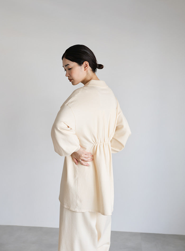 【Et】バックシャーリングハーフジップニット