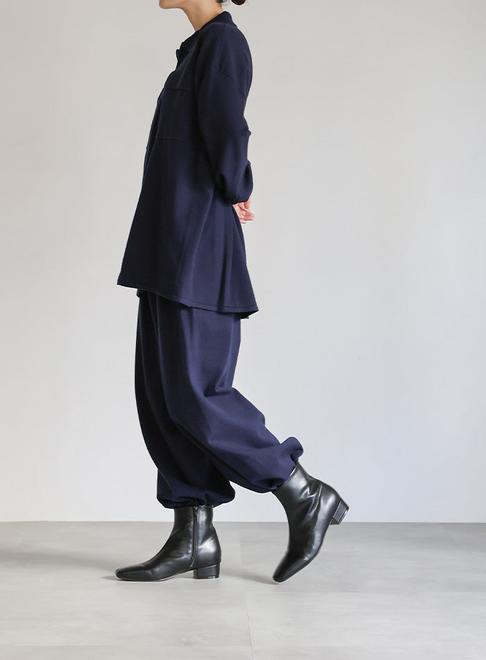 【Et】バックシャーリングハーフジップニット