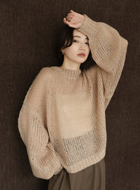 【Et】	Mohair-like Crew Neck Knit
