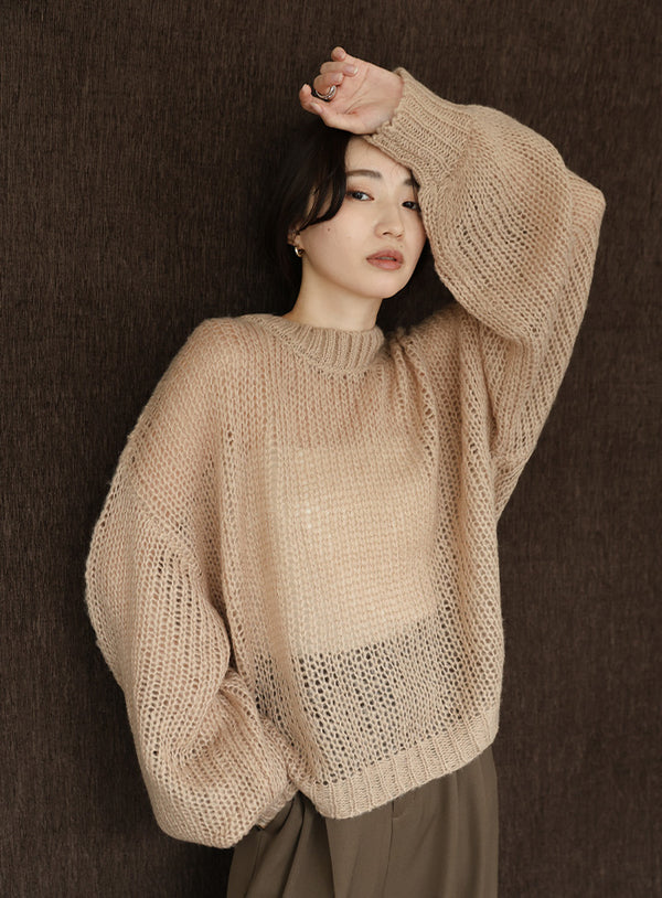 【Et】	Mohair-like Crew Neck Knit