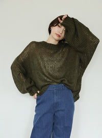 【Et】	Mohair-like Crew Neck Knit