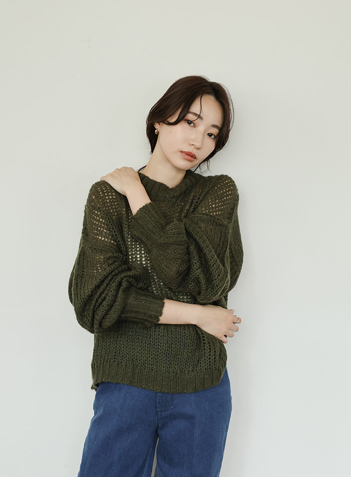 【Et】	Mohair-like Crew Neck Knit