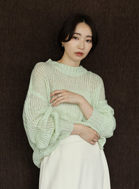 【Et】	Mohair-like Crew Neck Knit