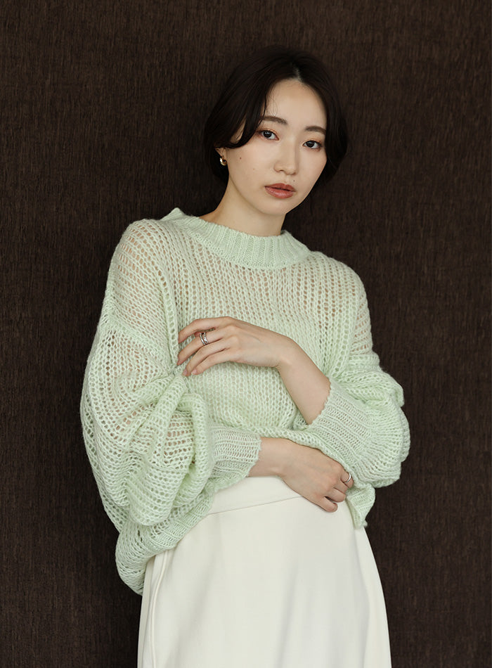 【Et】	Mohair-like Crew Neck Knit