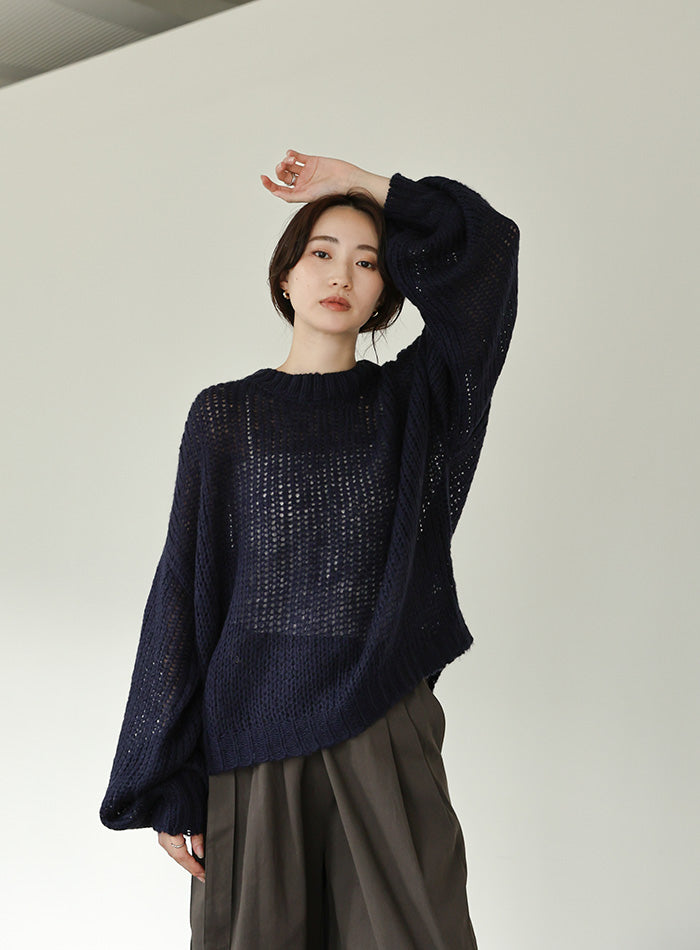 【Et】	Mohair-like Crew Neck Knit