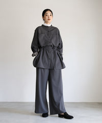 【Et】Cut-out Georgette Blouse Pants Set