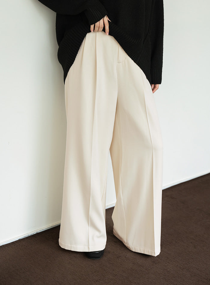 【Et】Two-tuck Wide Pants
