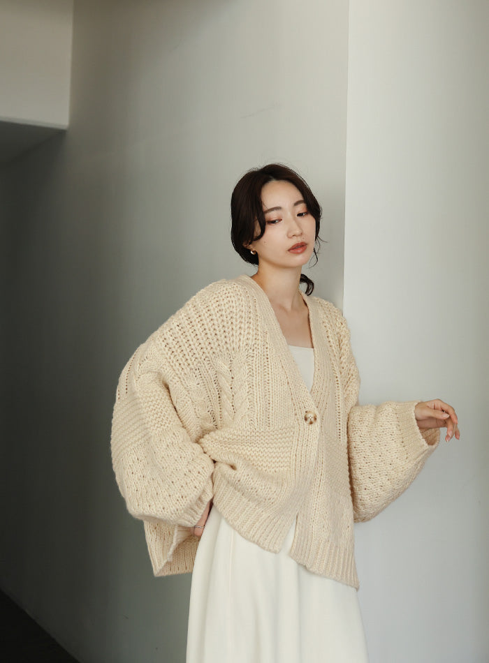 【Et】Cable wide cardigan