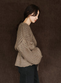 【Et】Cable wide cardigan