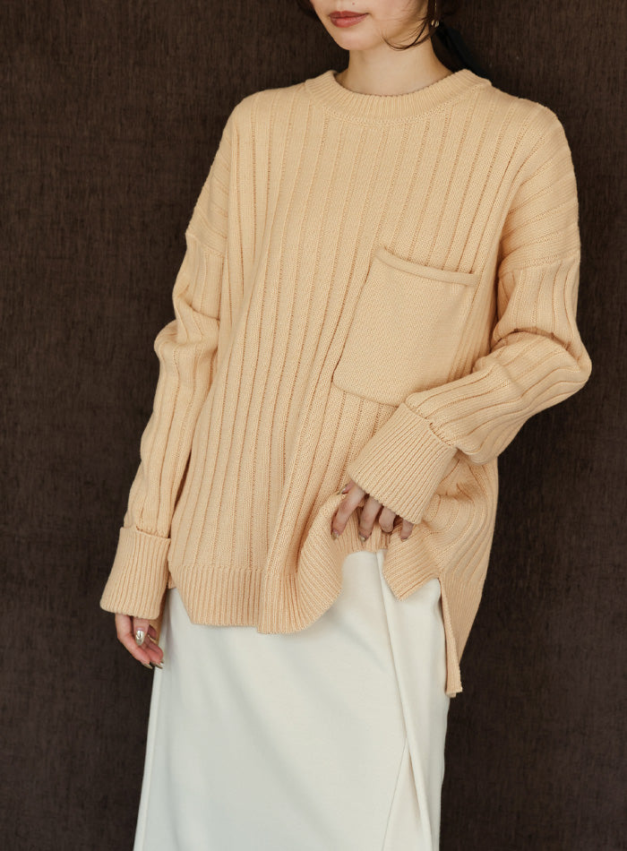 【Et】バックスリットリブニット