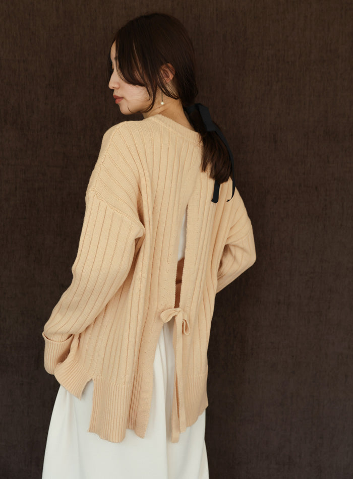 【Et】バックスリットリブニット