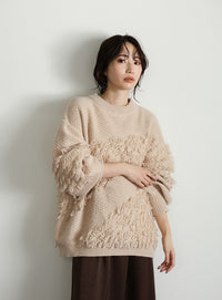 【Et】Asymmetrical Loop Panel Knit