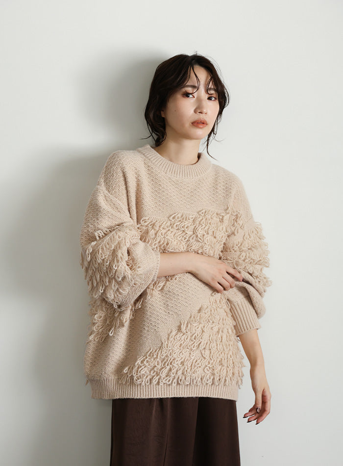 【Et】Asymmetrical Loop Panel Knit
