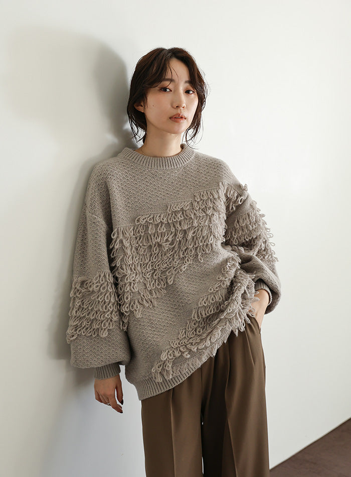 【Et】Asymmetrical Loop Panel Knit