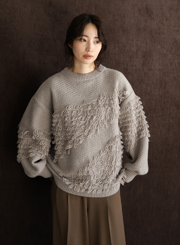 【Et】Asymmetrical Loop Panel Knit