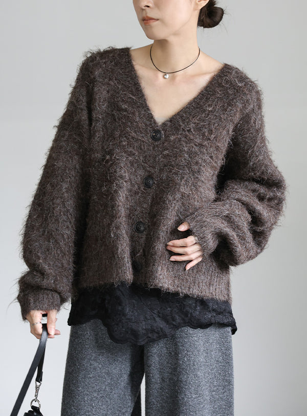 ボリュームスリーブシャギーカーディガン