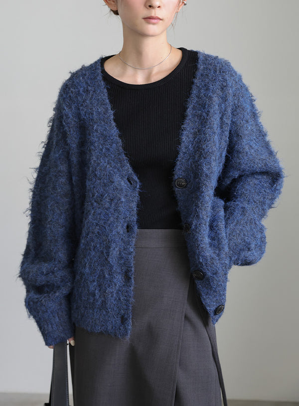 ボリュームスリーブシャギーカーディガン
