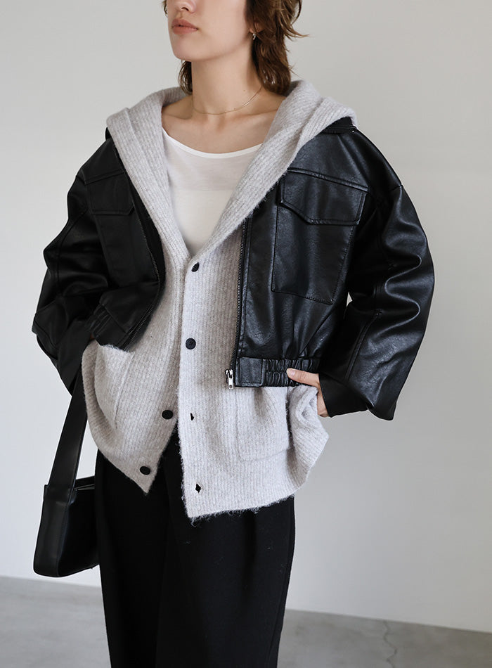 フーディーニットカーディガン