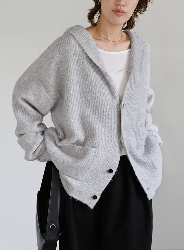 フーディーニットカーディガン