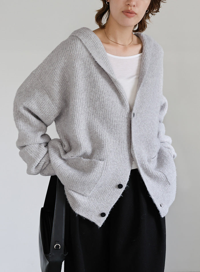 フーディーニットカーディガン