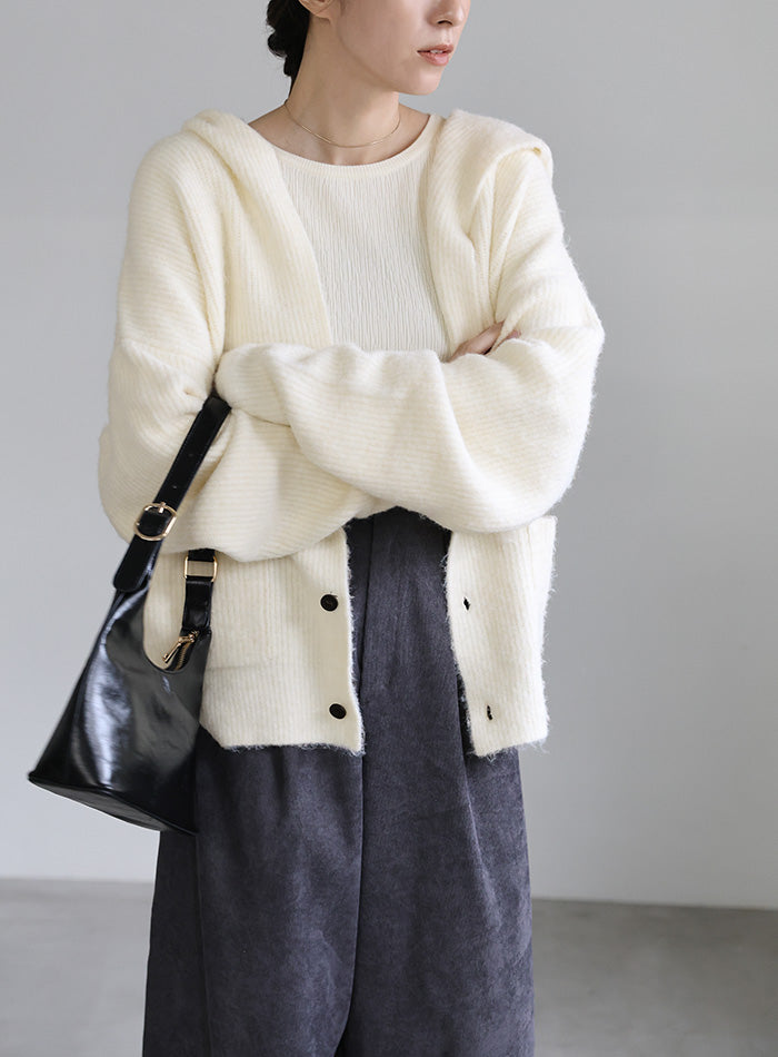 フーディーニットカーディガン