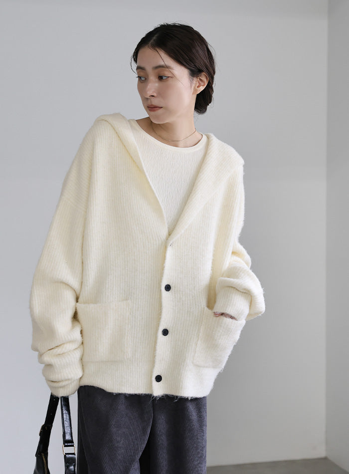 フーディーニットカーディガン