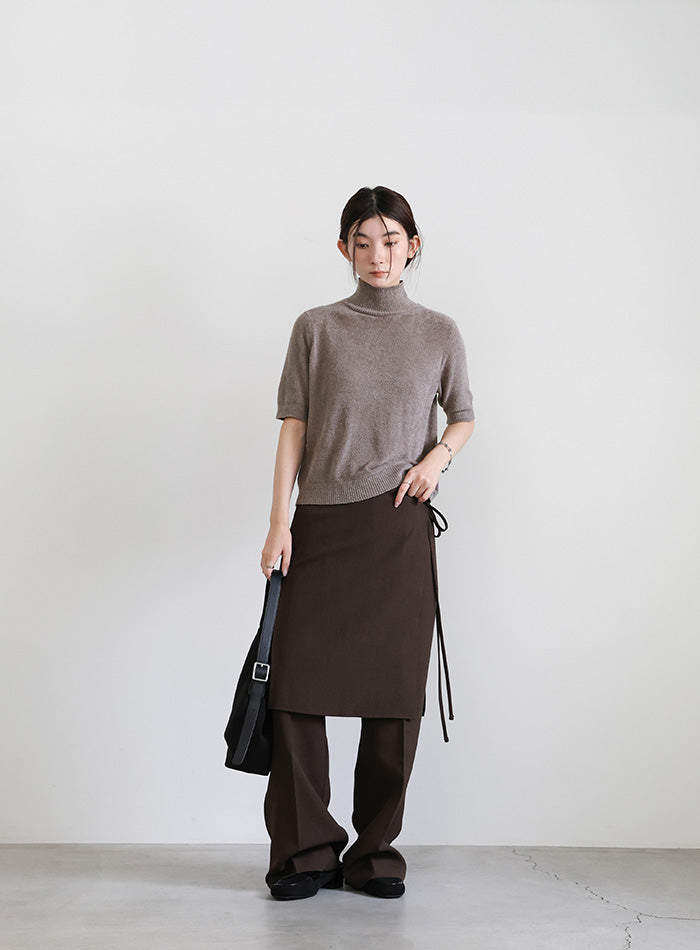 ハイネックパイルハーフスリーブニット