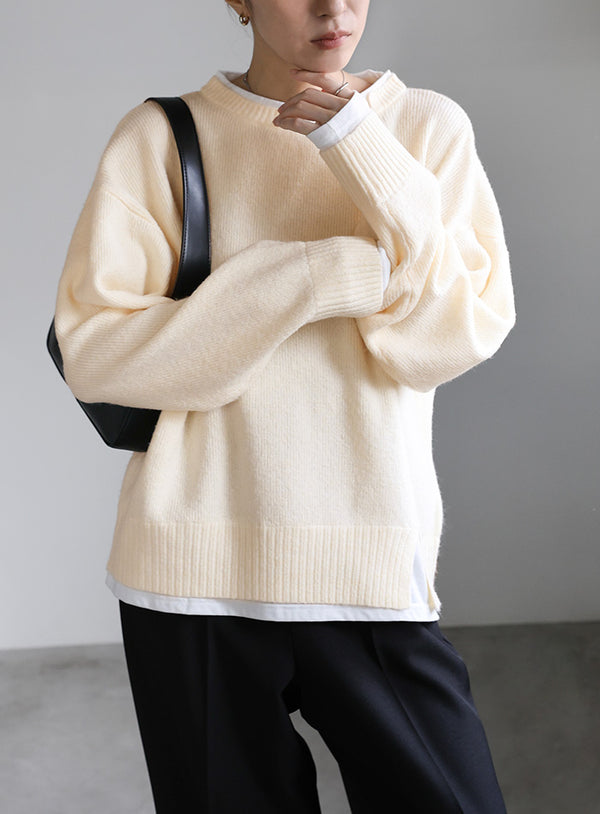 レイヤードライククルーネックニット