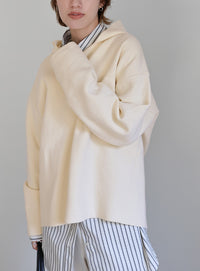 スキッパーフードニット