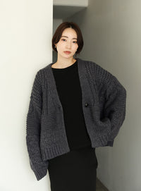 【Et】Cable wide cardigan