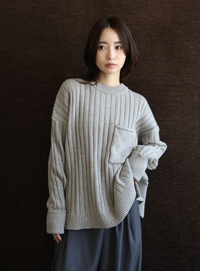 【Et】バックスリットリブニット