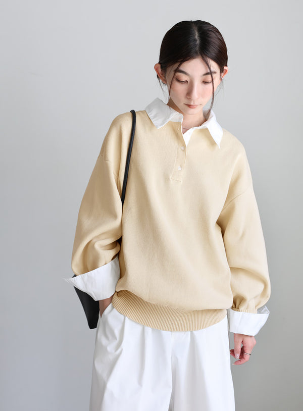 シャツカラードッキングニット