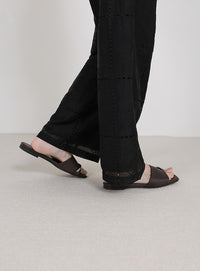 スクエアトゥリングフラットトングサンダル